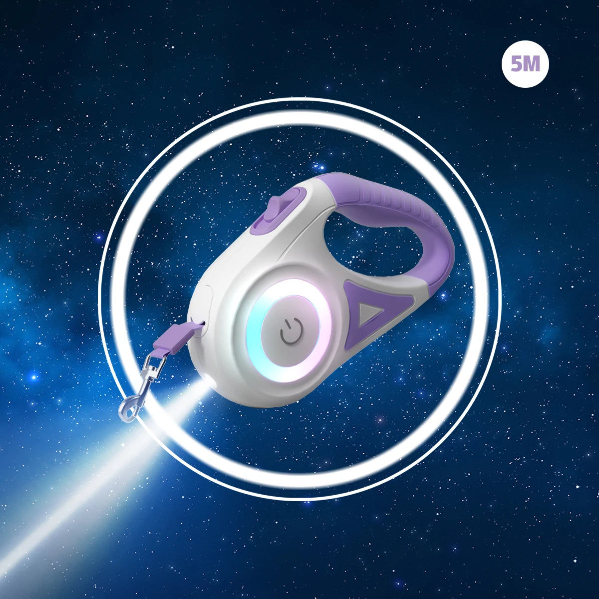 LED Retractable Dog Leash: 360° Tangle-Free Pet Lead with Built-in Spotlight