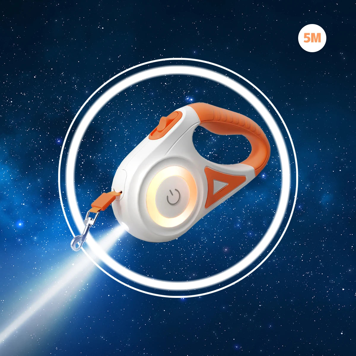 LED Retractable Dog Leash: 360° Tangle-Free Pet Lead with Built-in Spotlight