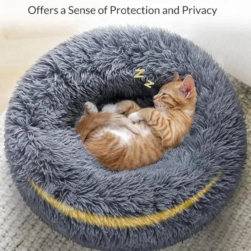 CloudComfort™ Calming Donut Pet Bed | Anti-Anxiety & Orthopedic Plush Bed for Dogs & Cats