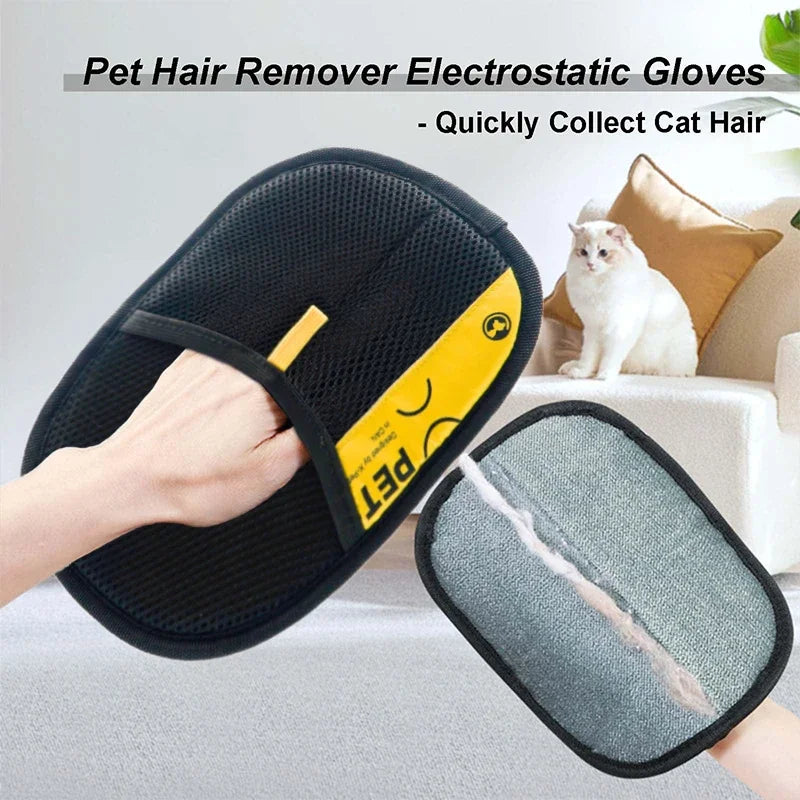 Reusable Pet Hair Remover Glove: Electrostatic Grooming & Lint Brush for Cats & Dogs