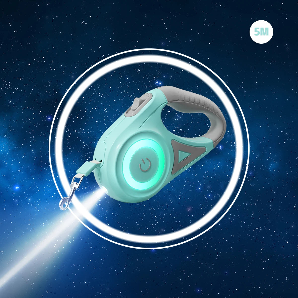 LED Retractable Dog Leash: 360° Tangle-Free Pet Lead with Built-in Spotlight